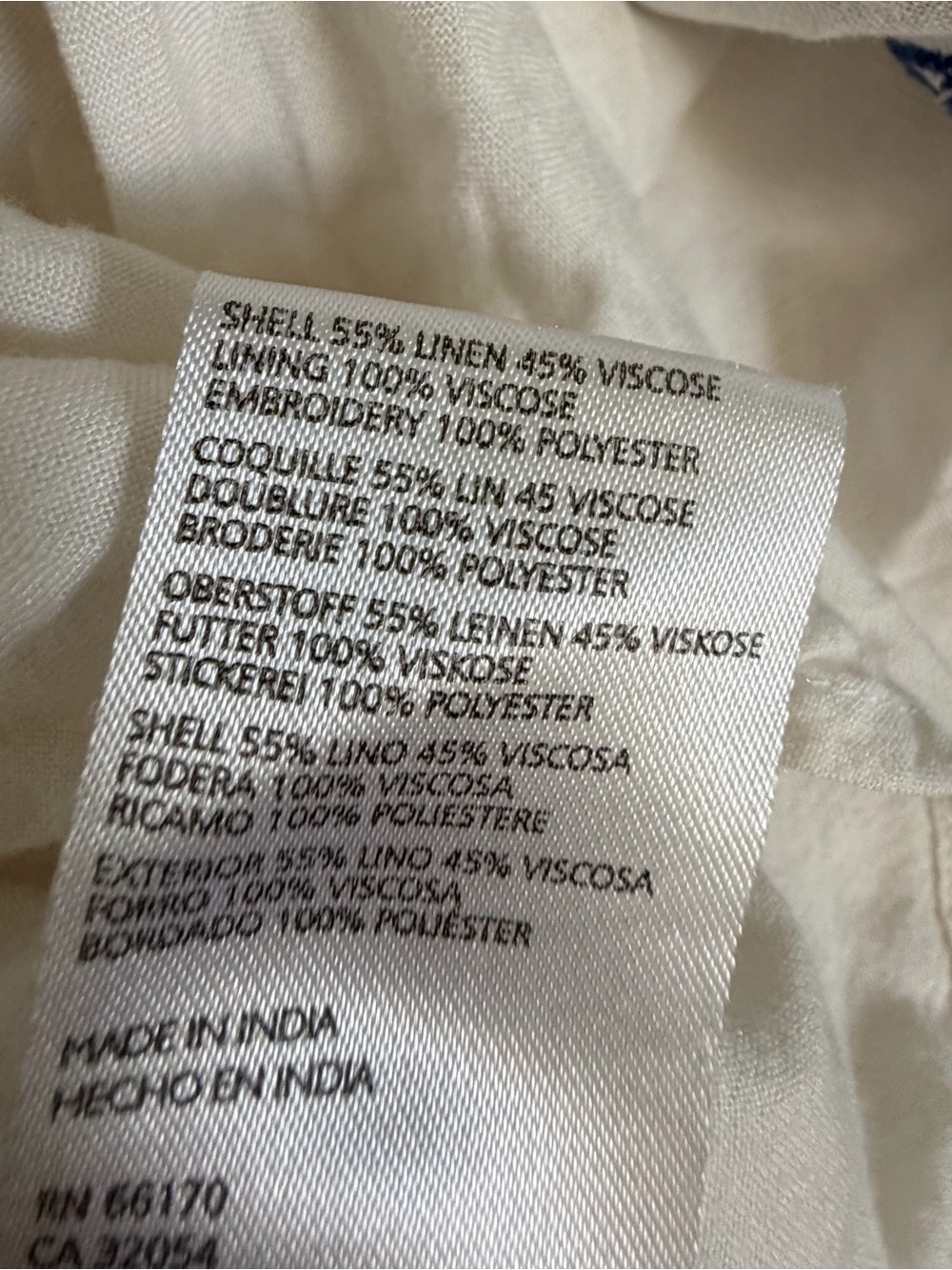 Anthropologie Maeve linen embroidered tunic dress medium white blue beach shells - Picture 12 of 17